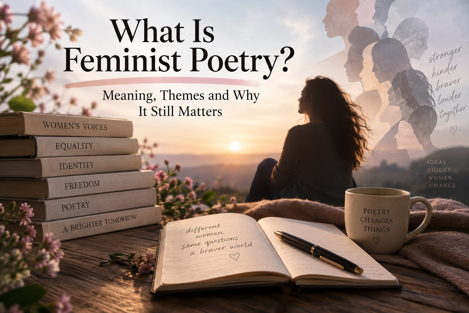 Feminist poetry exploring women’s voices, identity and freedom